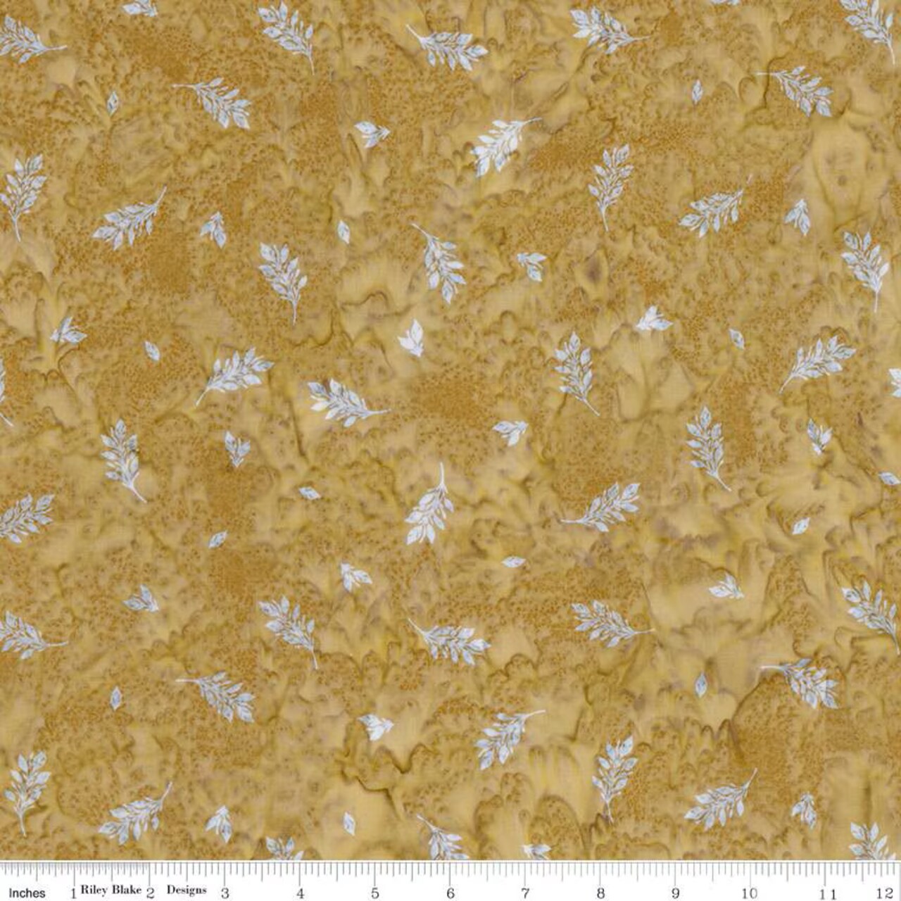 Fabric Riley Blake Antique Gold Leaves Expressions Batiks Watercolor Daisies by the Quarter Yard BT23244-259